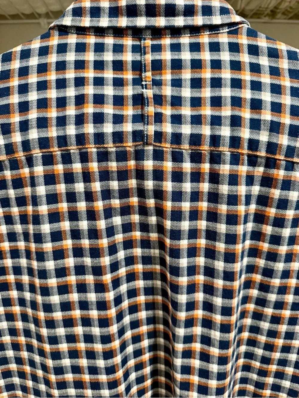 Banana Republic Men's Blue & Orange Plaid Button-Down Flannel Shirt